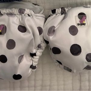 2 lil Joey by kanga care AIO newborn diapers. Cute polka dots